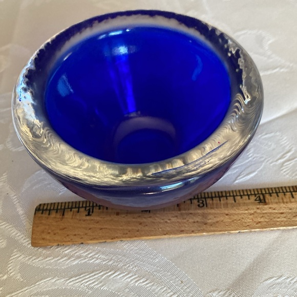 COBALT BLUE GLASS, lot of vase & 2 votive candle holders, sz in pics. $49 - Picture 12 of 13